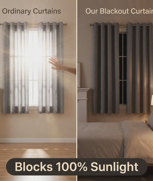 1paneel Massief 100% Verduisterende Gordijnen met Ringen - Totale Privacy voor Slaapkamer & Woonkamer