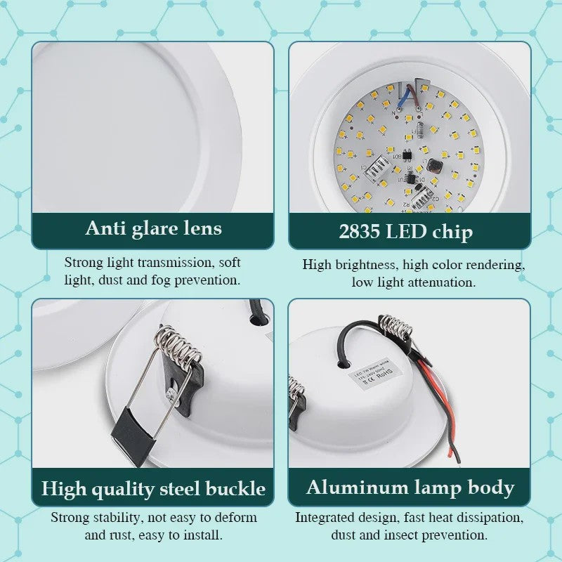 Set van 10 LED Downlighters Wit 5W-18W Rond Plafondlamp DC 12V/24V AC 110V/220V