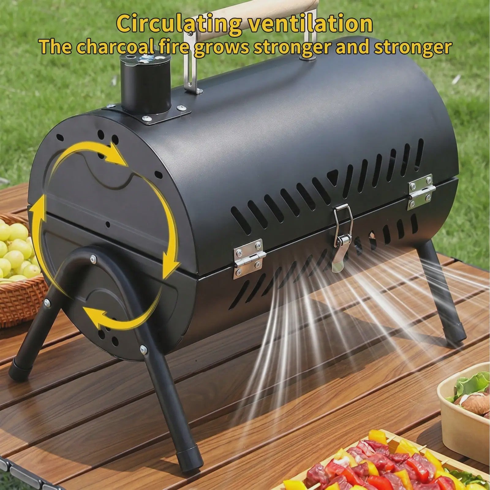 Compacte Dubbele Houtskoolgrill - Draagbaar voor Camping, Tuin & Picknicks
