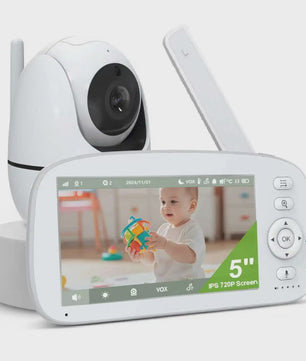 Babyfoon met 5000 mAh accu, HD Video, 360° Zicht & Temperatuurmeter