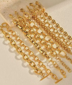 Gouden Chunky Schakelarmband met OT Sluiting - Roestvrij Staal, Aanslagvrij