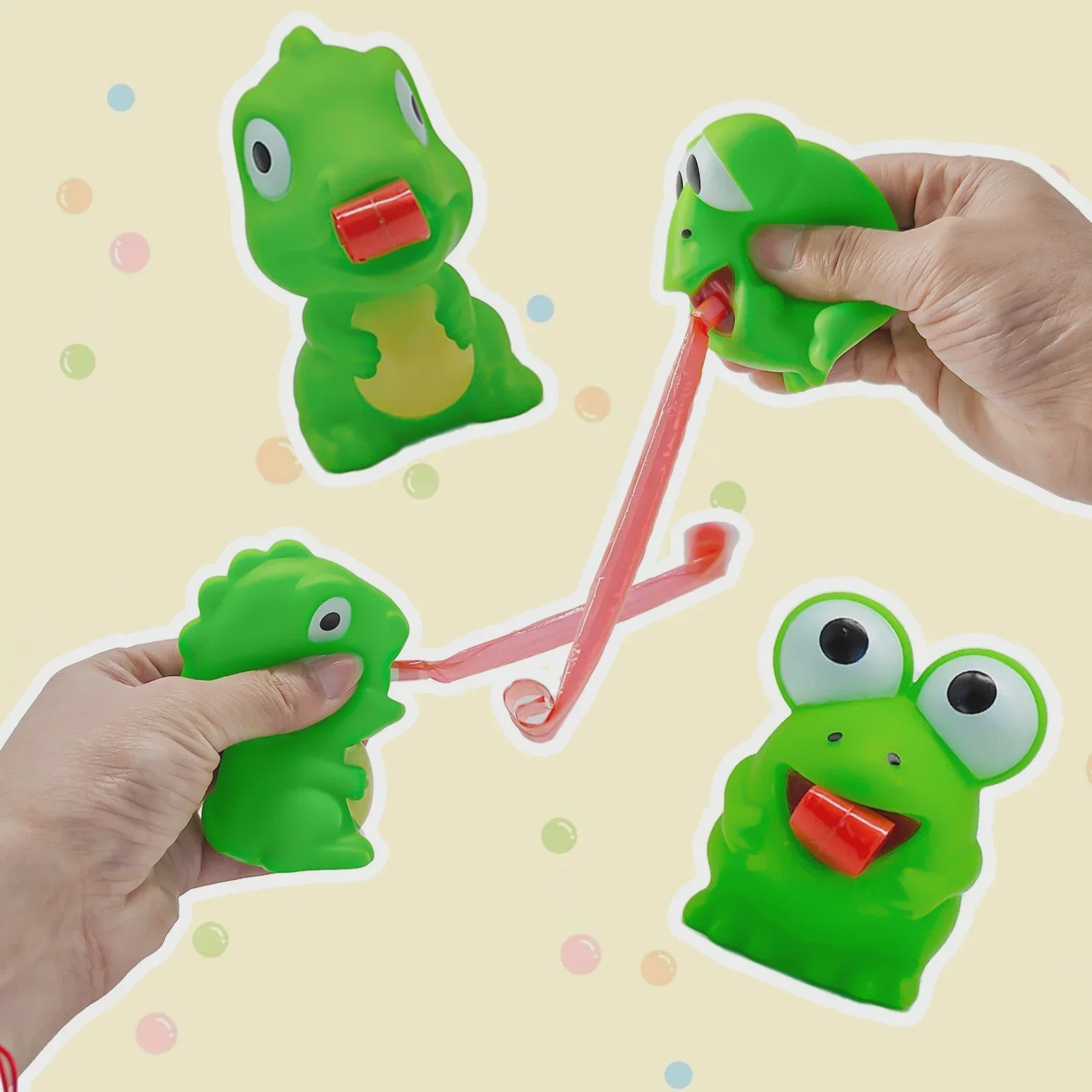 Grappig Fidget Speelgoed: Knijp Kikker of Dino met Uitsteek Tong