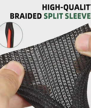 Zwarte PET Kabel Sleeve - Uitbreidbaar, Zelfsluitend & Splitbaar voor Kabelbeheer (3-50mm)