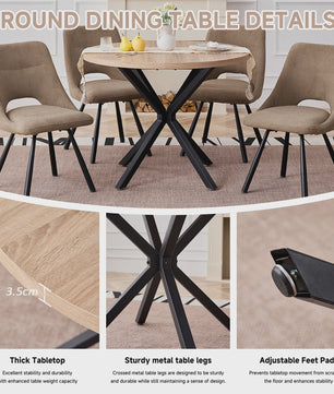 EGOONM Ronde Eettafel / Koffietafel 100cm - Massief Hout & Stalen Frame