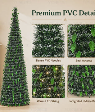 Opvouwbare Kunstkerstboom met LED-verlichting - 150cm of 180cm - Ruimtebesparend & Sfeervol