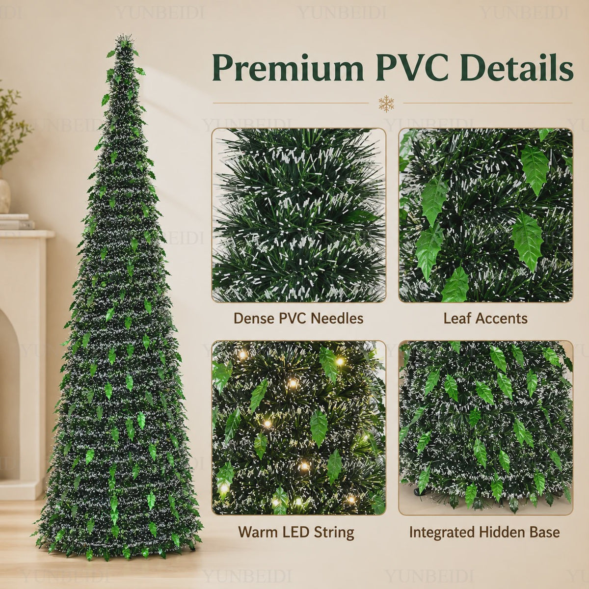 Opvouwbare Kunstkerstboom met LED-verlichting - 150cm of 180cm - Ruimtebesparend & Sfeervol