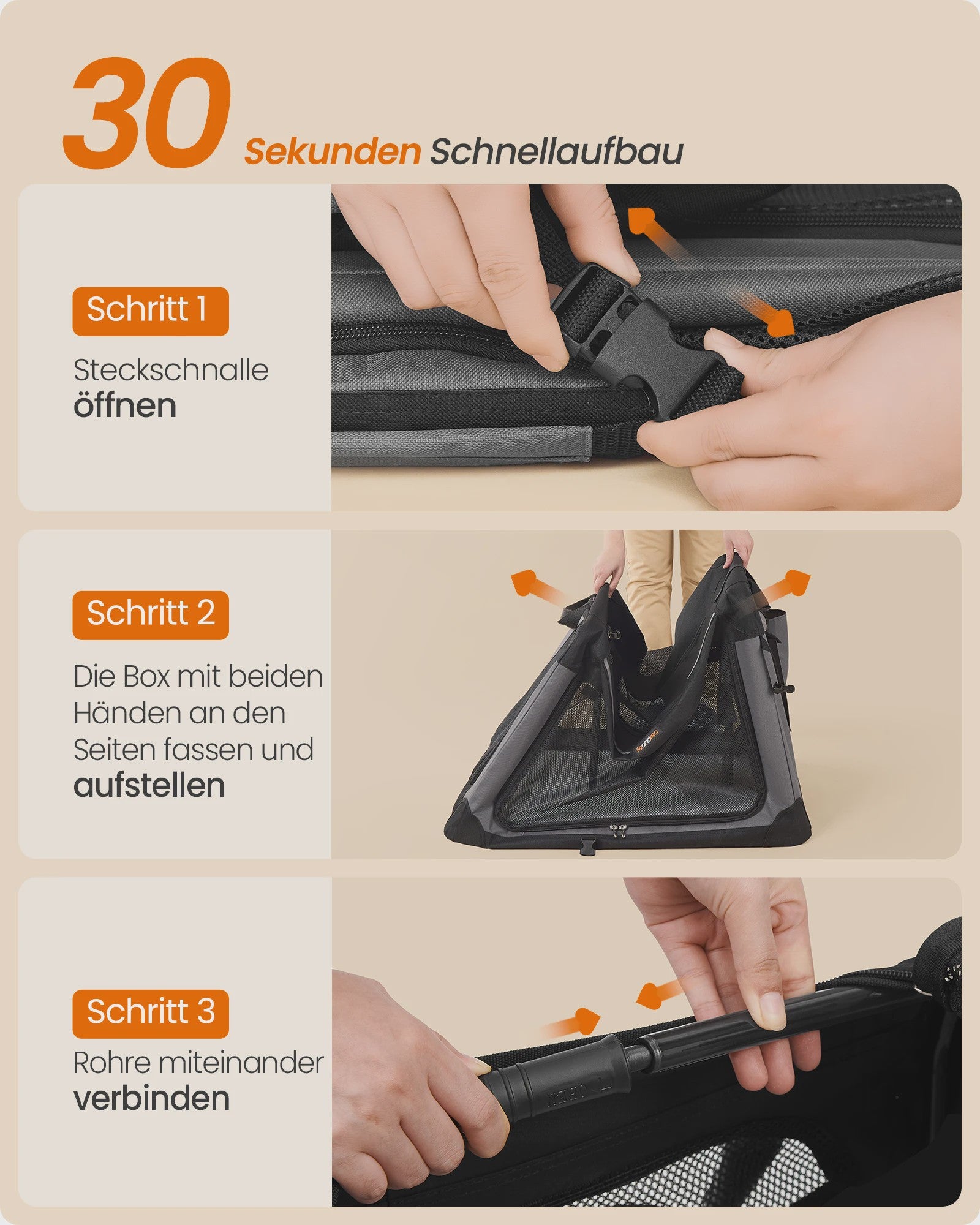 FEANDREA Opvouwbare Honden Transportbox - Oxford Stof, 4 Mesh Deuren, Medium Honden, Zwart