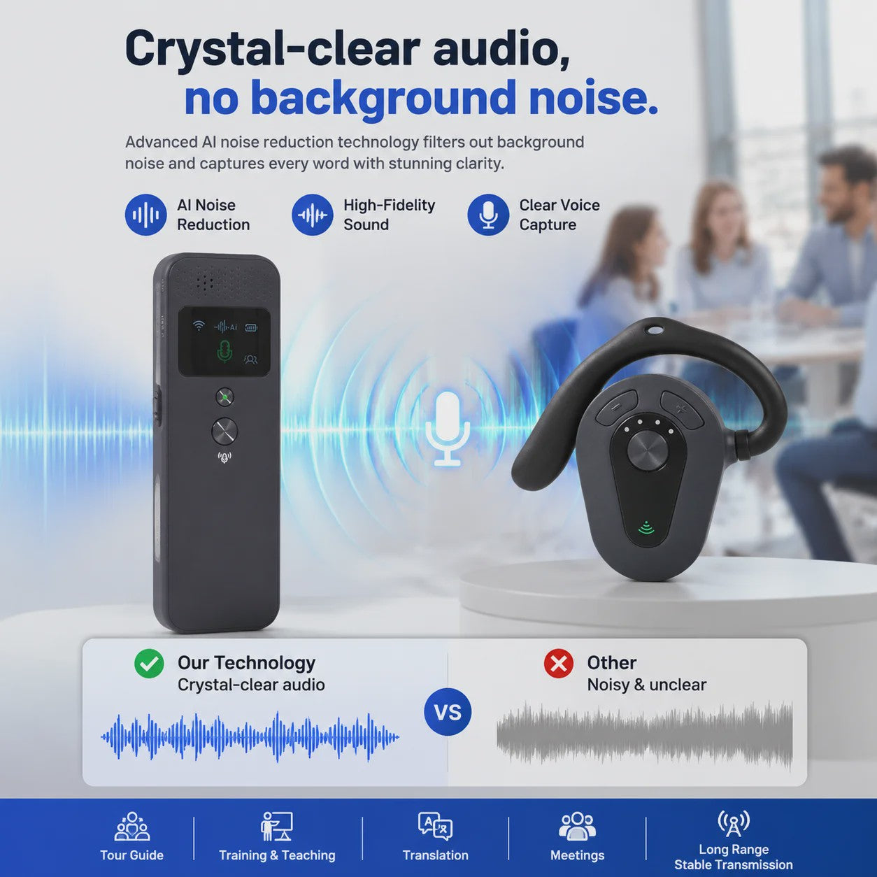 Professioneel 2.4GHz Draadloos Tour Guide Systeem met Groene Laser Pointer en Audio Headset