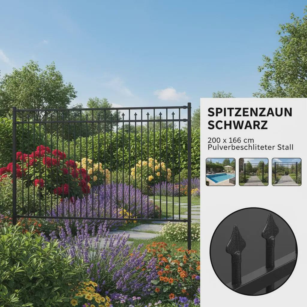 Zwarte Piekhek Baarlo 200x166 cm - Stijlvolle Tuinafsluiting