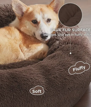 Luxe Ronde Hondenkussen - Extra Zacht & Warm Pluche Hondensofa voor Middelgrote Honden en Katten