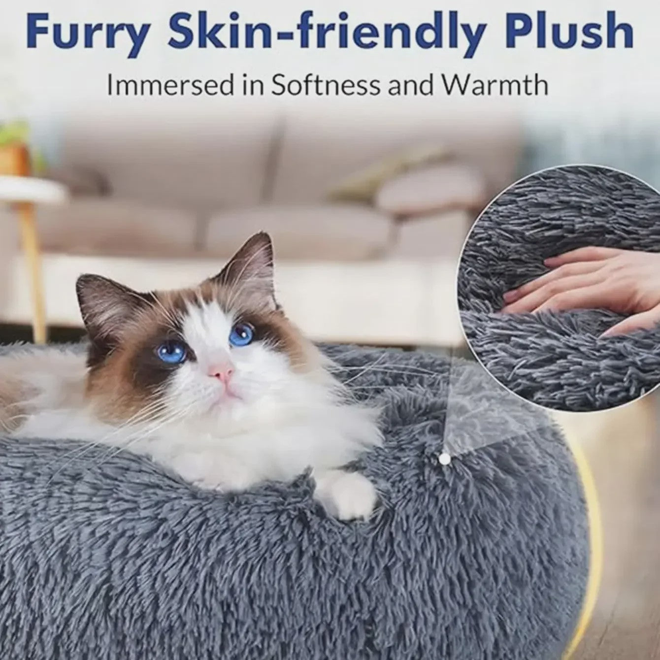 Luxe Pluche Hondenkussen & Kattenmand - Rond, Extra Zacht & Warm - 40-90cm