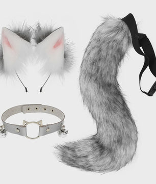 Dierenoren Hoofdband, Staart & Choker Set - Faux Fur Kat, Wolf, Vos - Cosplay & Feestkostuum