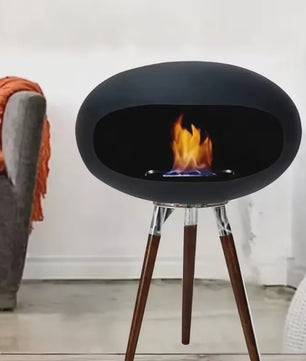 Vrijstaande Bio-ethanol Haard - Ovalen Bol Design met Echte Vlam