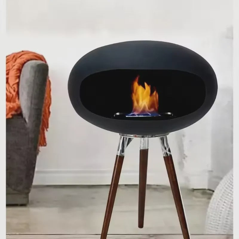 Vrijstaande Bio-ethanol Haard - Ovalen Bol Design met Echte Vlam