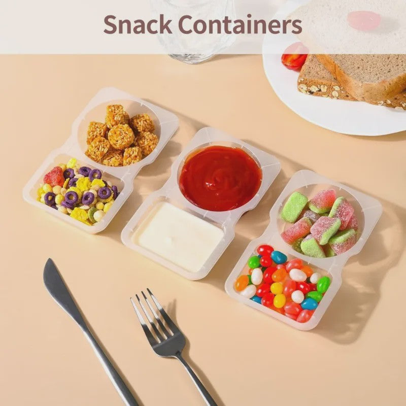 Draagbare Dubbel Compartiment Container met Deksel - Ideaal voor Snacks en Kruiden op Picknick