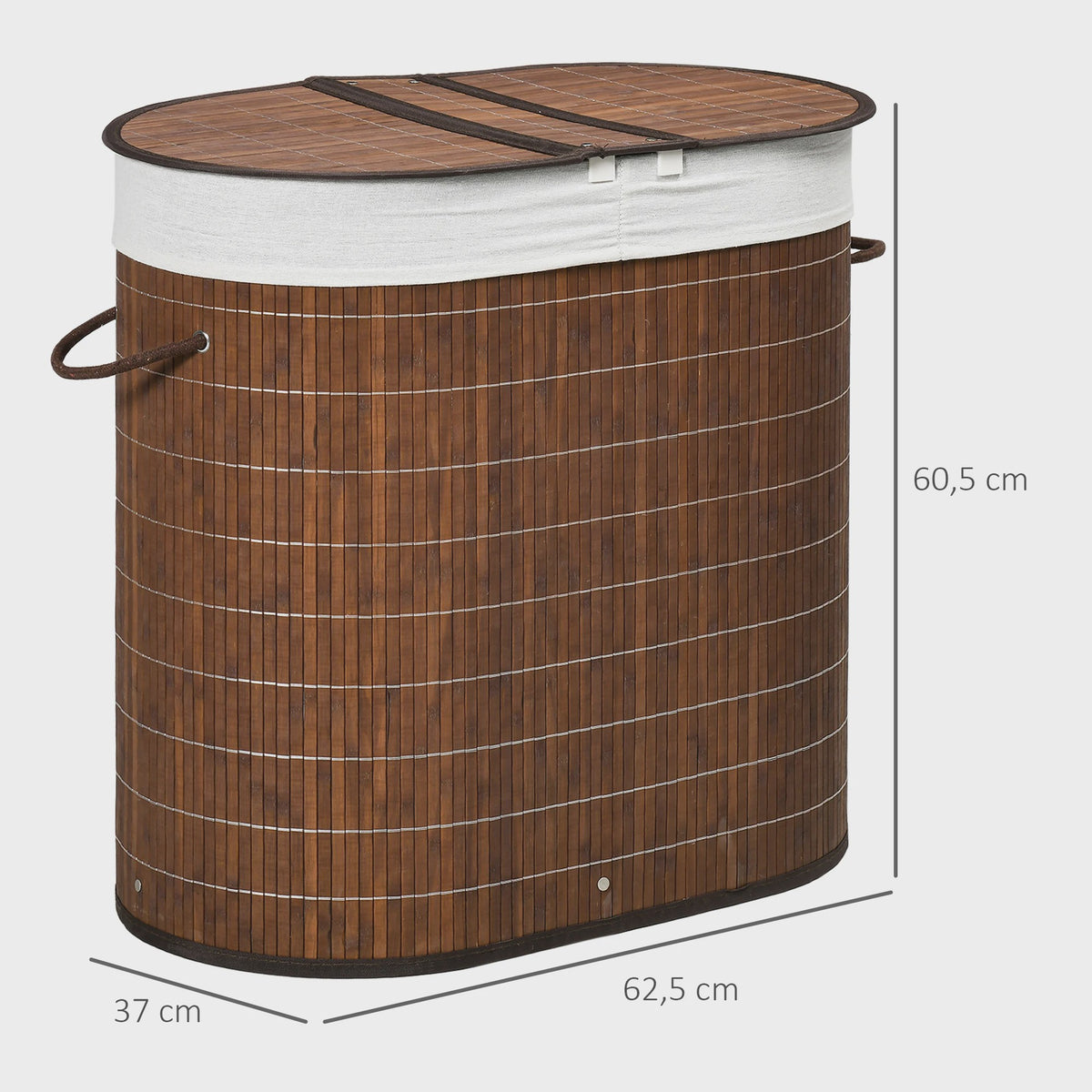 Homcom Bamboe Wasbox met Deksel en 2 Compartimenten - 100L