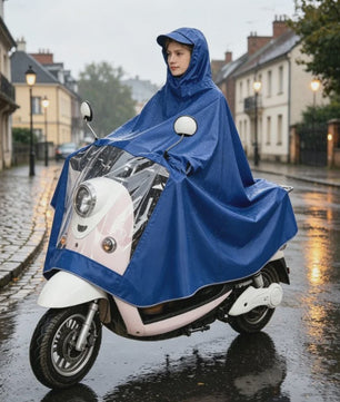 Waterdichte Motor Regen Poncho - Volledige Bescherming Scooter Regenpak met Transparant Vizier
