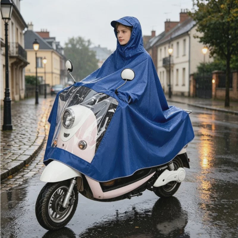 Waterdichte Motor Regen Poncho - Volledige Bescherming Scooter Regenpak met Transparant Vizier