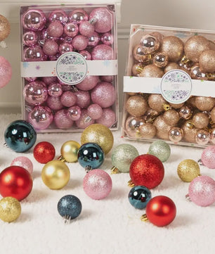 44x Kerstballen Set - Gemengde Maten 3cm/4cm - 7 Kleuren - Plastic Hangdecoratie