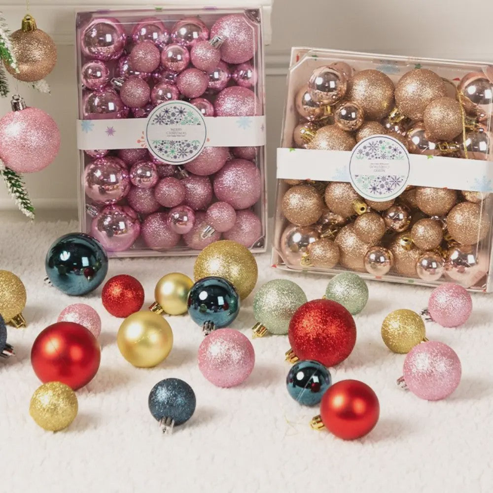 44x Kerstballen Set - Gemengde Maten 3cm/4cm - 7 Kleuren - Plastic Hangdecoratie