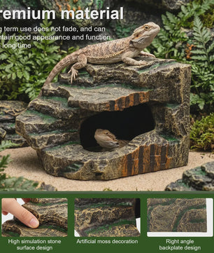 Decoratieve Reptielen Grot & Basking Platform - Hars Ornament voor Aquarium en Terrarium