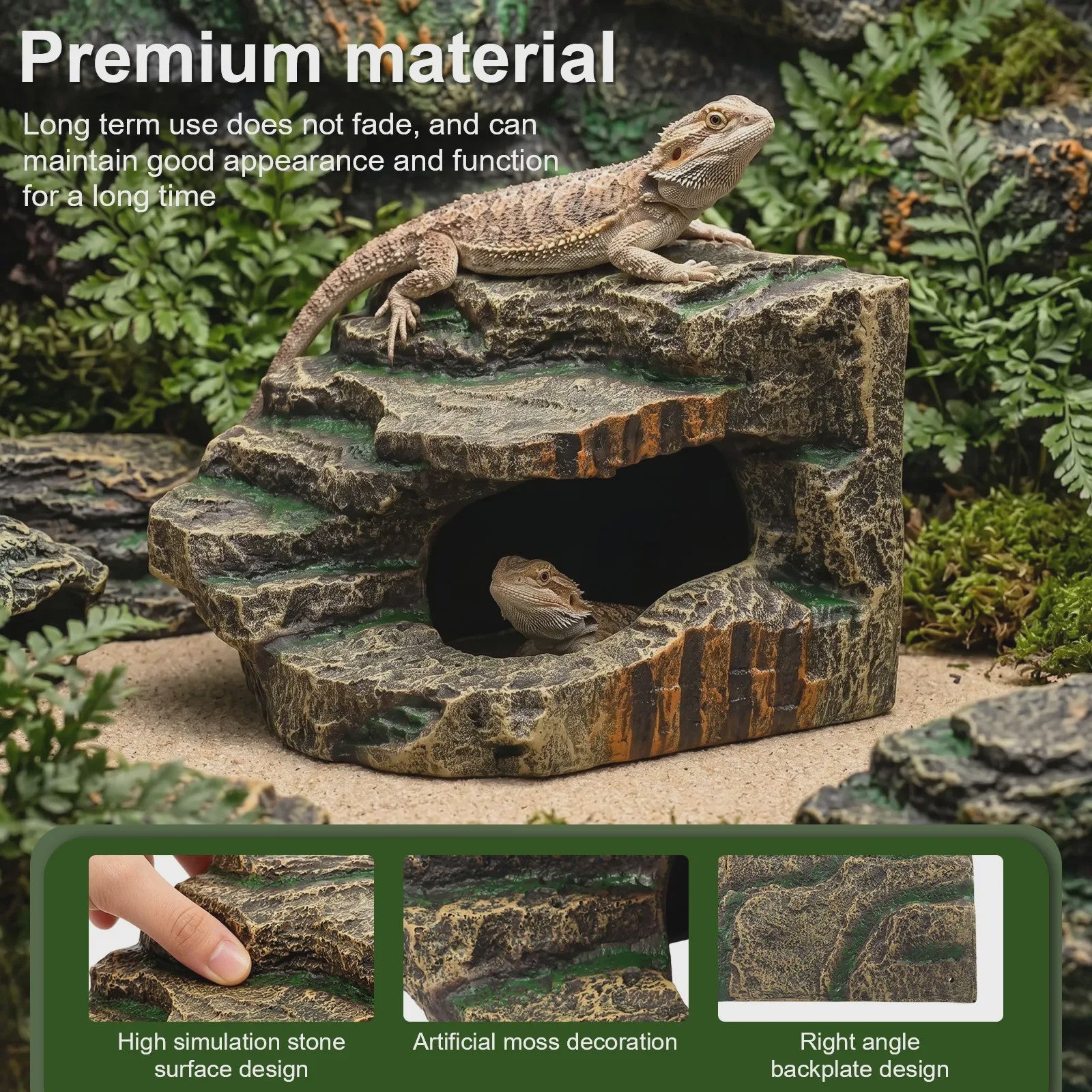 Decoratieve Reptielen Grot & Basking Platform - Hars Ornament voor Aquarium en Terrarium