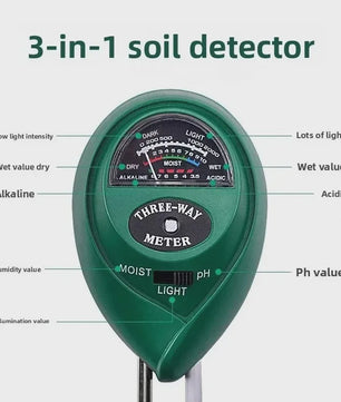 3-in-1 Bodemmeter: Vochtigheid, Licht & pH Tester voor Tuinplanten