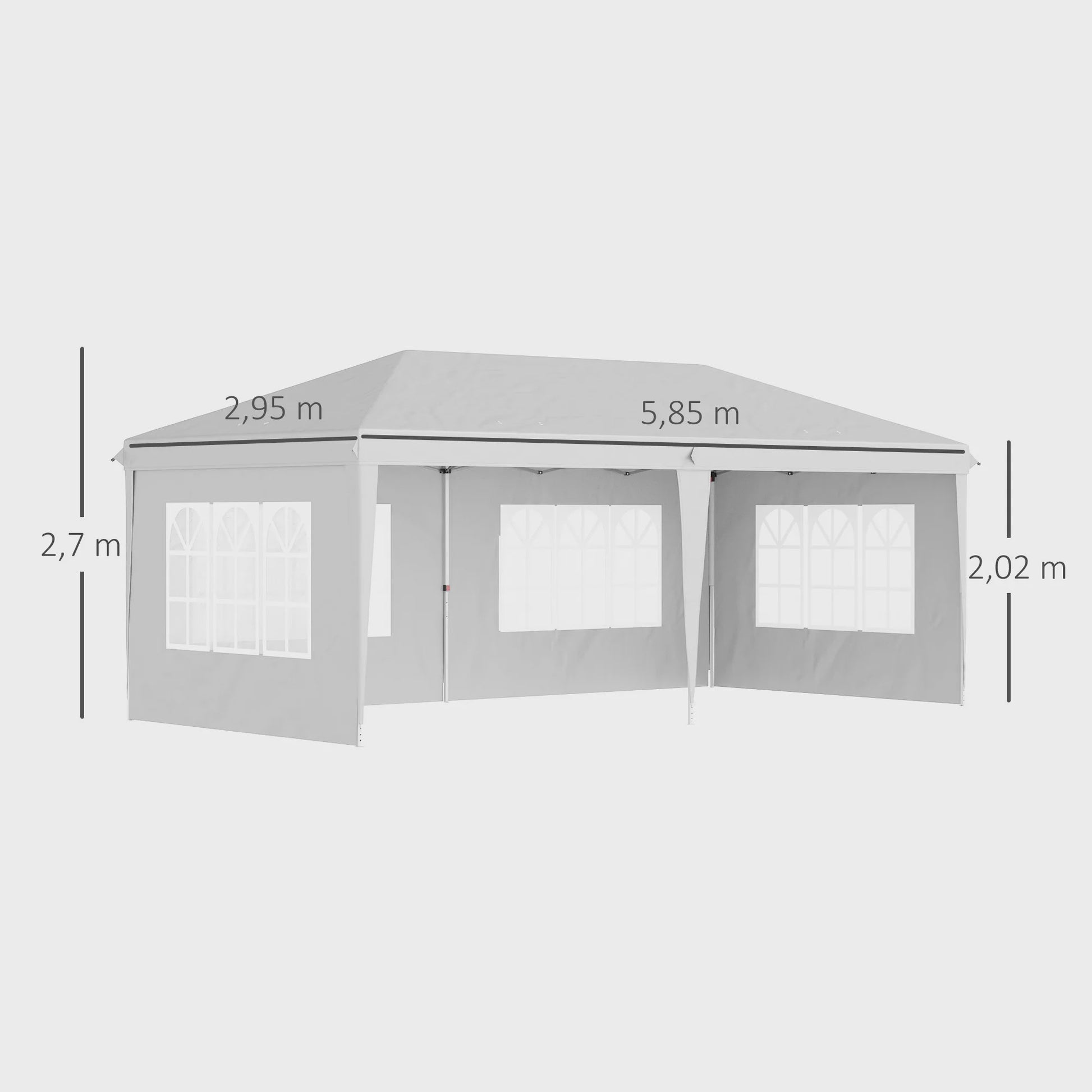 Outsunny Partytent 6x3m Pop-Up Gazebo met 4 Afneembare Zijwanden en Ramen, Waterdicht, UV-beschermend, Wit