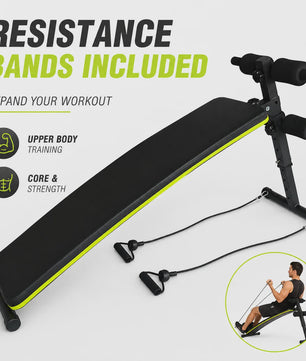 Verstelbare Buikspierbank met 4 Incline Niveaus & Weerstandsbanden - Core Training