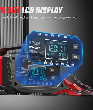 Slimme Acculader 12V 15A / 24V 5A voor Auto, Motor, Gel, AGM, LiFePO4 Batterijen