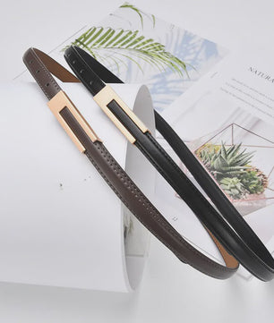 Dames Smalle Taille Riem van PU Leer met Metalen Gesp - Verstelbaar Mode Accessoire