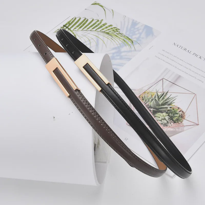 Dames Smalle Taille Riem van PU Leer met Metalen Gesp - Verstelbaar Mode Accessoire