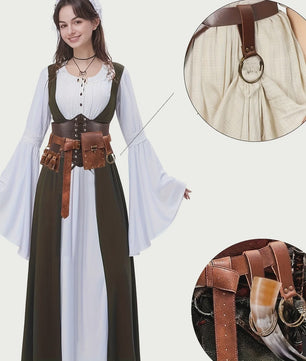 Middeleeuwse Riem Set met Corset, Pouch en Flesjes - Renaissance & Festival Accessoires