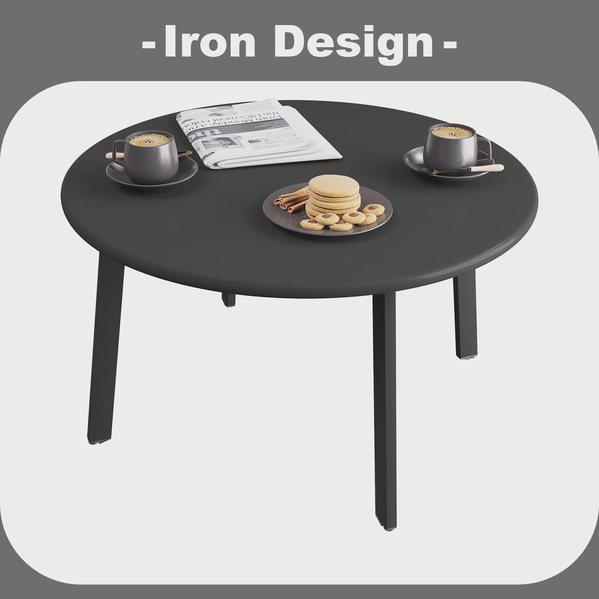 Ronde bijzettafel met metalen frame - Industrieel design - 70cm