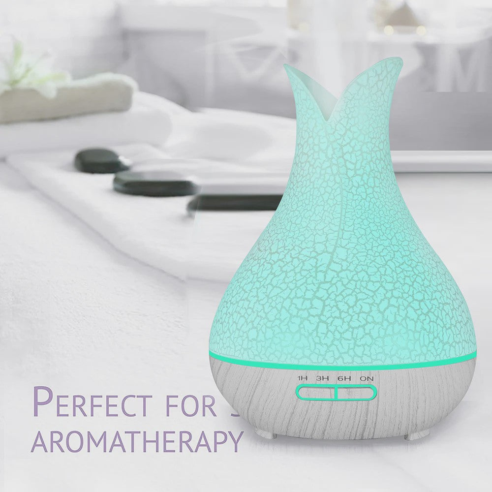 Aroma Diffuser met Houtnerf Design, 7 Kleuren LED en Afstandsbediening