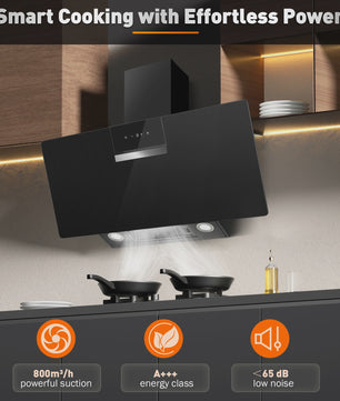 90cm Zwarte Wandafzuigkap met LED, Touch Control en 800m³/h - Energieklasse A+++