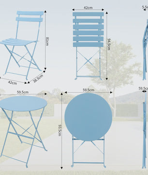 Inklapbare Bistro Set 3-delig Staal - Tuin, Balkon & Terras Meubilair