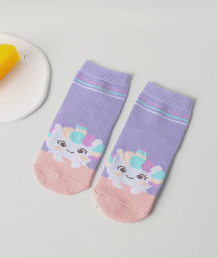 5 Paar Kindersokken Meisjes met Unicorn & Strik - Leuke Cartoon Mid-Calf Sokken voor Dagelijks Gebruik