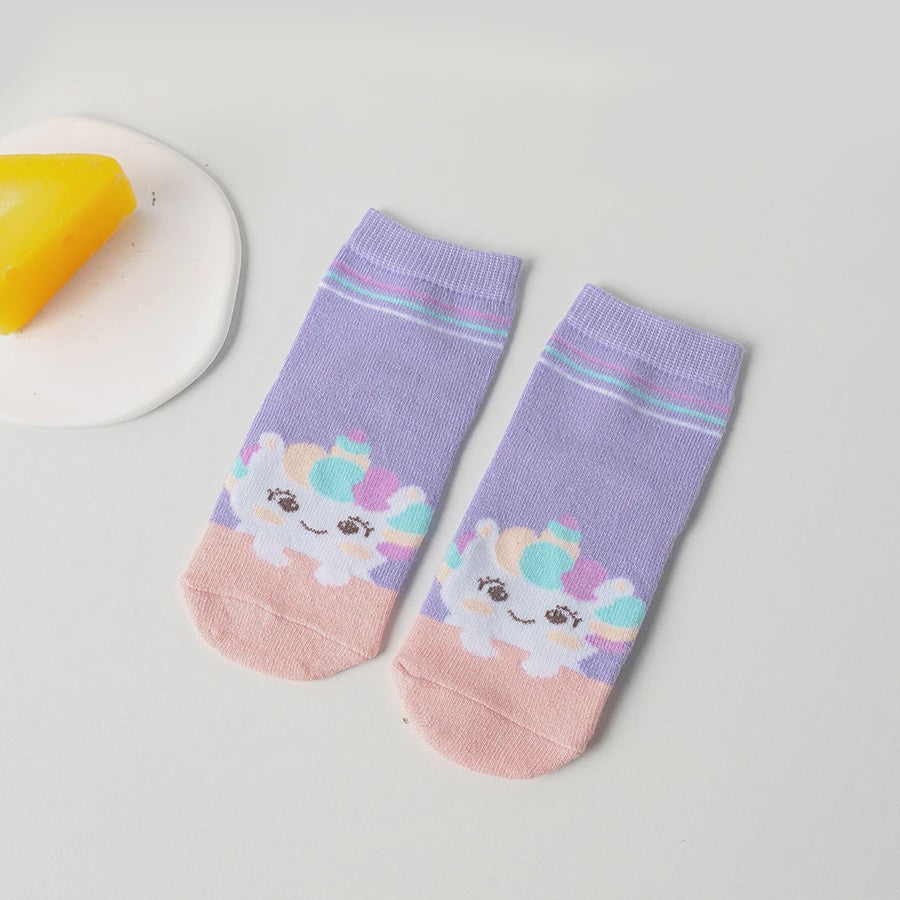 5 Paar Kindersokken Meisjes met Unicorn & Strik - Leuke Cartoon Mid-Calf Sokken voor Dagelijks Gebruik