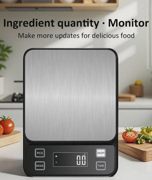 Digitale Keukenweegschaal 10kg - 0.1g Precisie, Waterdicht RVS, LCD Display