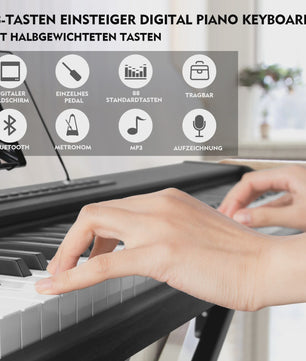 MUSTAR 88 Toetsen Digitale Piano - Draagbaar Keyboard met Semi-gewogen Toetsen, X-stand, Tas & Pedaal