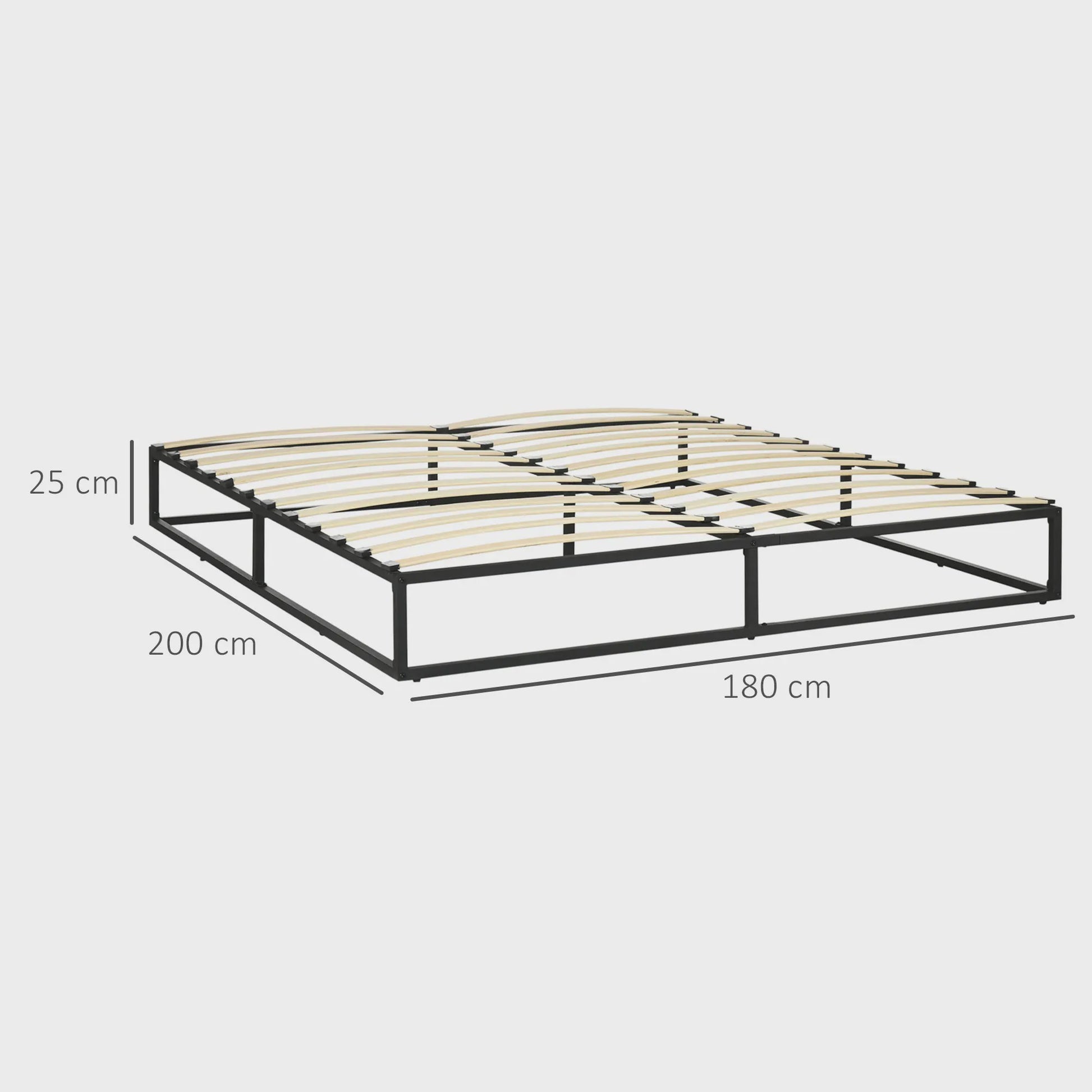 HOMCOM steel bed frame height 25 cm for mattress 180x200 cm black