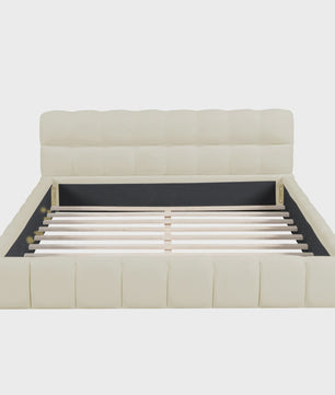 Luxe Gestoffeerde Bedombouw met Zacht Hoofdbord en Lattenbodem - Zonder Matras
