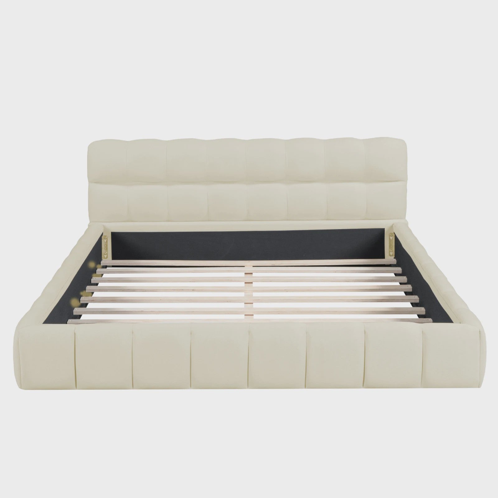 Luxe Gestoffeerde Bedombouw met Zacht Hoofdbord en Lattenbodem - Zonder Matras