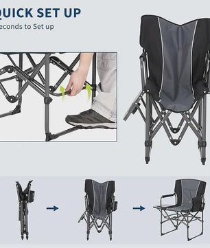 XL Regisseurs Campingstoel - Zware Kwaliteit, Opvouwbaar met Zijtafel & Opbergvak