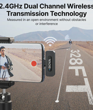 Draadloze Lavalier Microfoon BOYA BY-V voor iPhone, iPad & Android - Live Opnames & Interviews