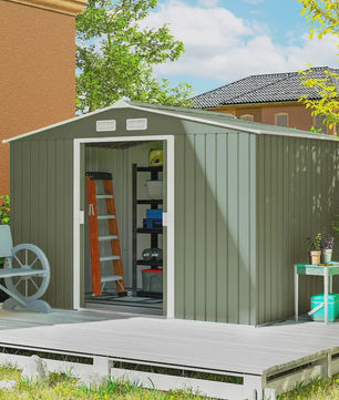 Metalen Tuinhuis met Schuifdeuren - 2.77x1.95m - Lichtgroen