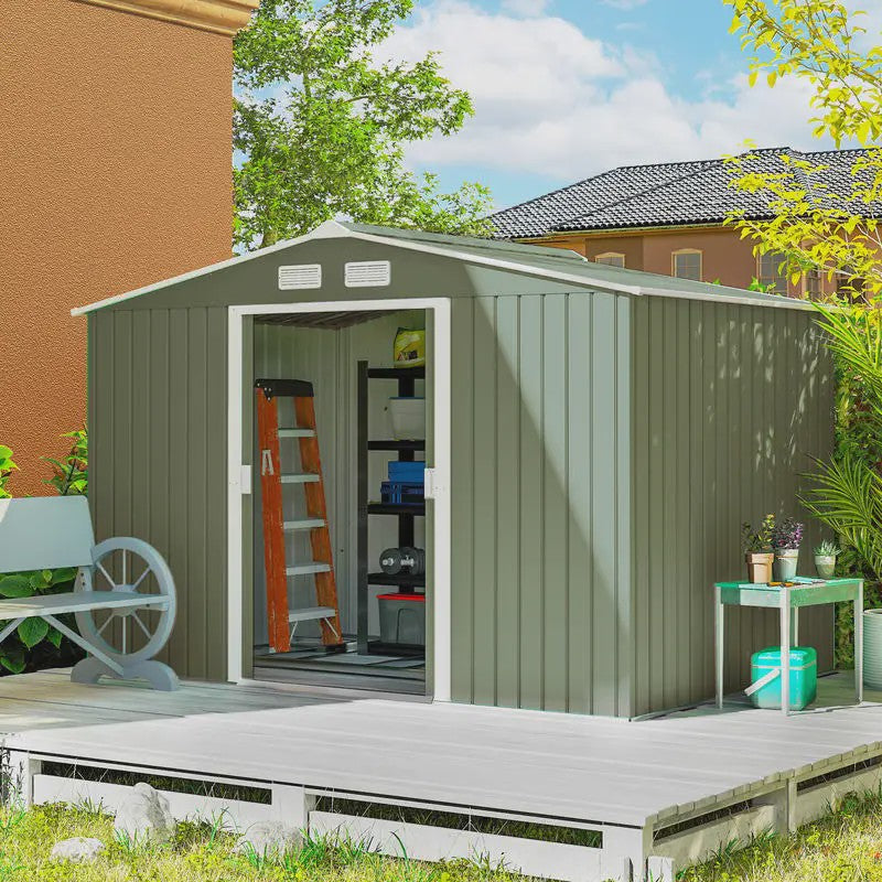 Metalen Tuinhuis met Schuifdeuren - 2.77x1.95m - Lichtgroen