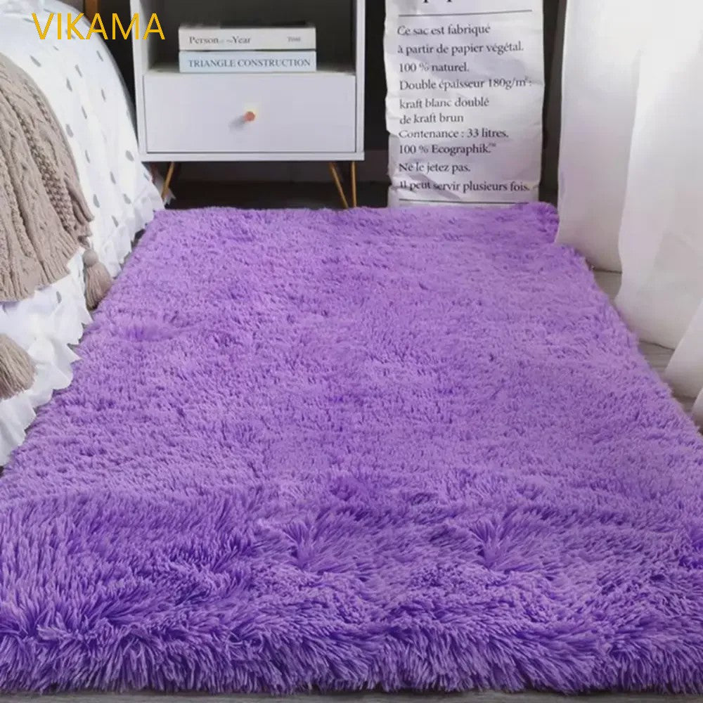 VIKAMA Luxe Pluche Vloerkleed - Zacht & Sfeervol voor Slaapkamer en Woonkamer