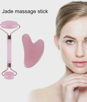 Roze Jade Roller & Gua Sha Set - Gezichtsmassage voor Rimpels en Wallen